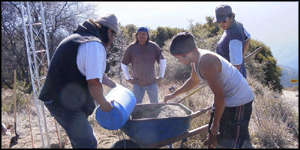 pouring concrete